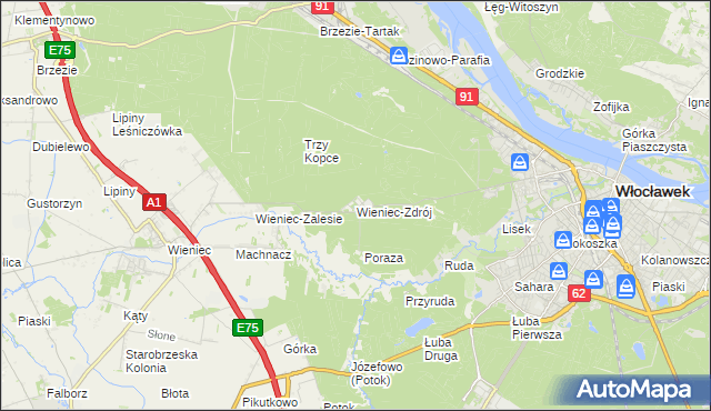 mapa Wieniec-Zdrój, Wieniec-Zdrój na mapie Targeo