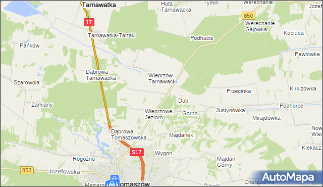 mapa Wieprzów Ordynacki, Wieprzów Ordynacki na mapie Targeo