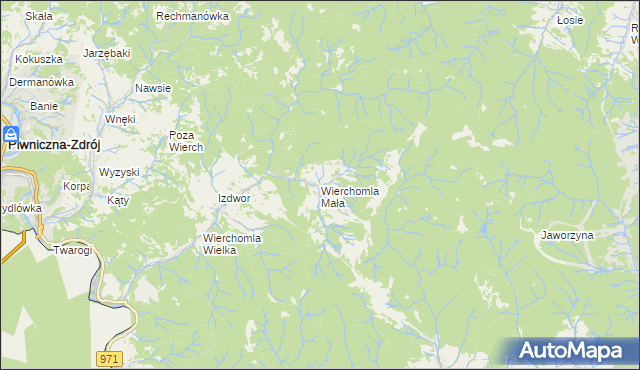 mapa Wierchomla Mała, Wierchomla Mała na mapie Targeo