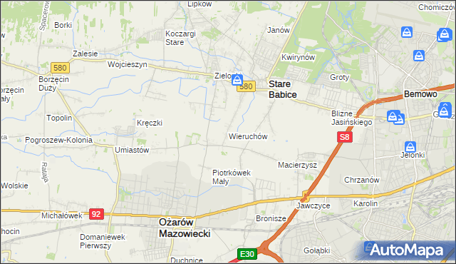 mapa Wieruchów, Wieruchów na mapie Targeo