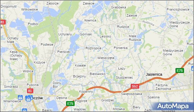 mapa Wieszczęta, Wieszczęta na mapie Targeo