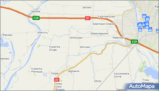 mapa Wikrowo gmina Gronowo Elbląskie, Wikrowo gmina Gronowo Elbląskie na mapie Targeo