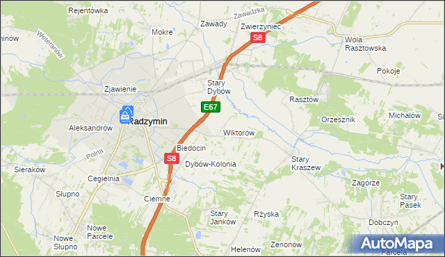 mapa Wiktorów gmina Radzymin, Wiktorów gmina Radzymin na mapie Targeo