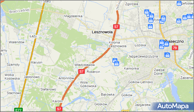 mapa Wilcza Góra gmina Lesznowola, Wilcza Góra gmina Lesznowola na mapie Targeo
