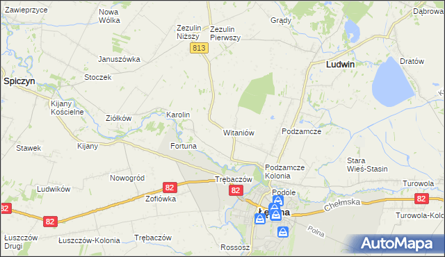 mapa Witaniów, Witaniów na mapie Targeo