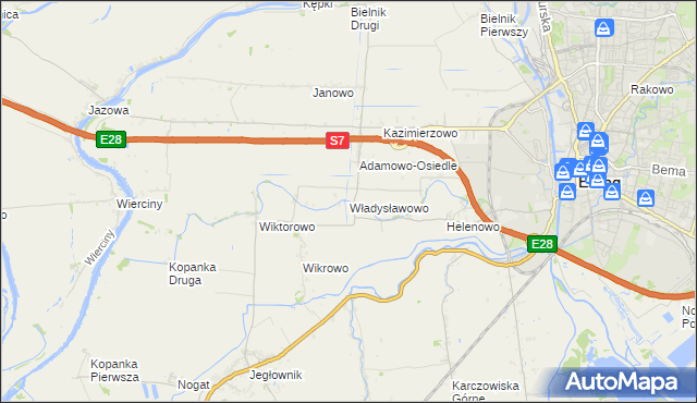 mapa Władysławowo gmina Elbląg, Władysławowo gmina Elbląg na mapie Targeo