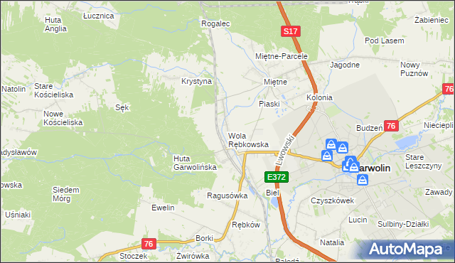 mapa Wola Rębkowska, Wola Rębkowska na mapie Targeo