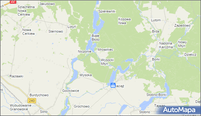 mapa Wysocki Młyn, Wysocki Młyn na mapie Targeo