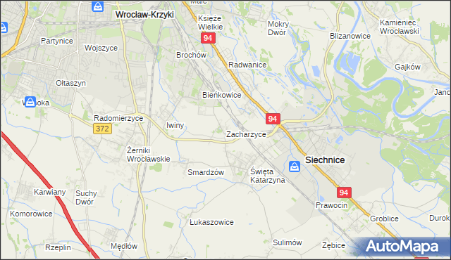 mapa Zacharzyce, Zacharzyce na mapie Targeo