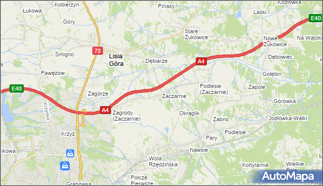 mapa Zaczarnie, Zaczarnie na mapie Targeo