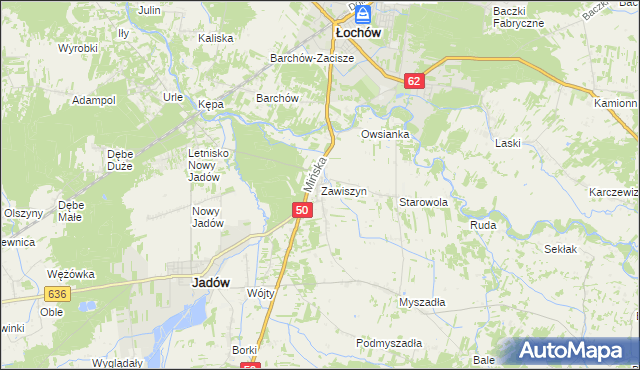 mapa Zawiszyn gmina Jadów, Zawiszyn gmina Jadów na mapie Targeo