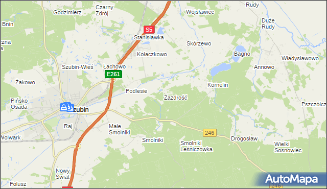 mapa Zazdrość gmina Szubin, Zazdrość gmina Szubin na mapie Targeo