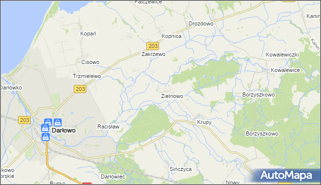 mapa Zielnowo gmina Darłowo, Zielnowo gmina Darłowo na mapie Targeo