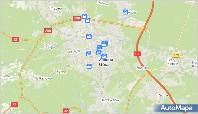 mapa Zielona Góra, Zielona Góra na mapie Targeo