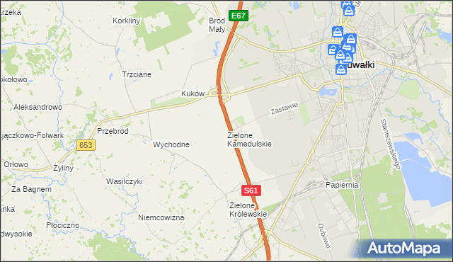 mapa Zielone Kamedulskie, Zielone Kamedulskie na mapie Targeo