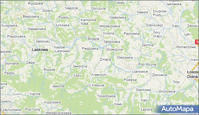 mapa Żmiąca, Żmiąca na mapie Targeo