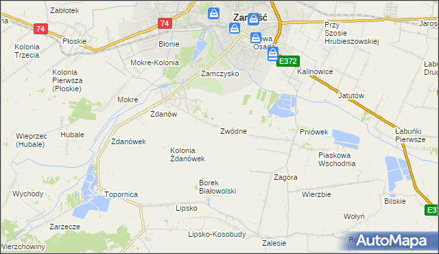 mapa Zwódne, Zwódne na mapie Targeo
