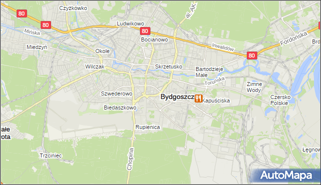 mapa Bydgoszczy, Bydgoszcz na mapie Targeo