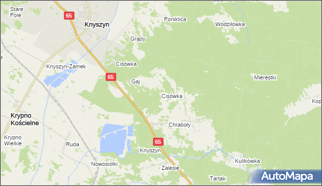 mapa Cisówka gmina Knyszyn, Cisówka gmina Knyszyn na mapie Targeo