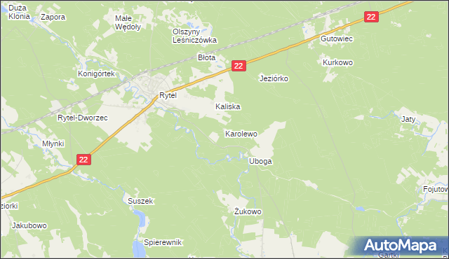 mapa Karolewo gmina Czersk, Karolewo gmina Czersk na mapie Targeo