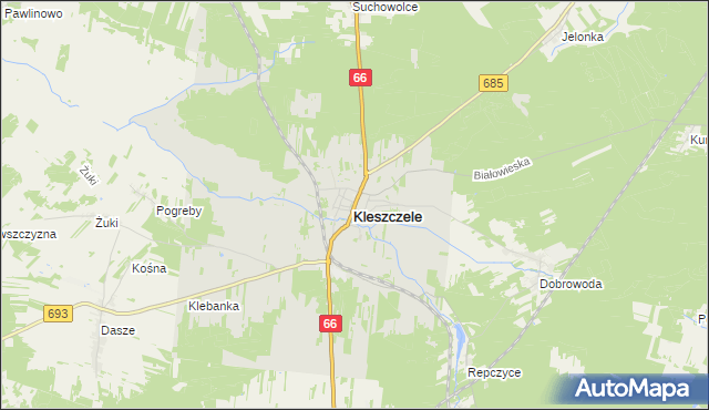 mapa Kleszczele, Kleszczele na mapie Targeo