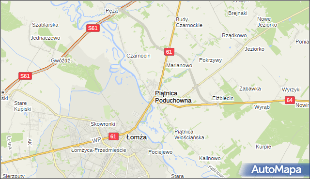 mapa Piątnica Poduchowna, Piątnica Poduchowna na mapie Targeo