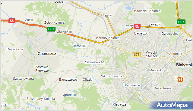 mapa Porosły, Porosły na mapie Targeo