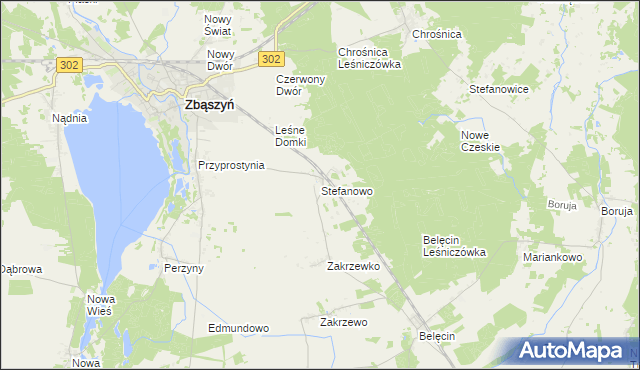 mapa Stefanowo gmina Zbąszyń, Stefanowo gmina Zbąszyń na mapie Targeo