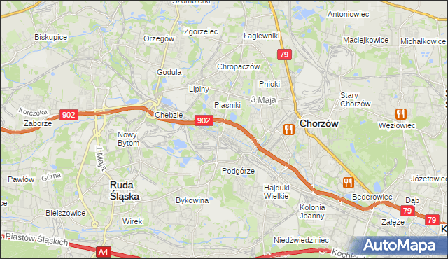 mapa Świętochłowice, Świętochłowice na mapie Targeo