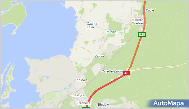 mapa Załom gmina Goleniów, Załom gmina Goleniów na mapie Targeo