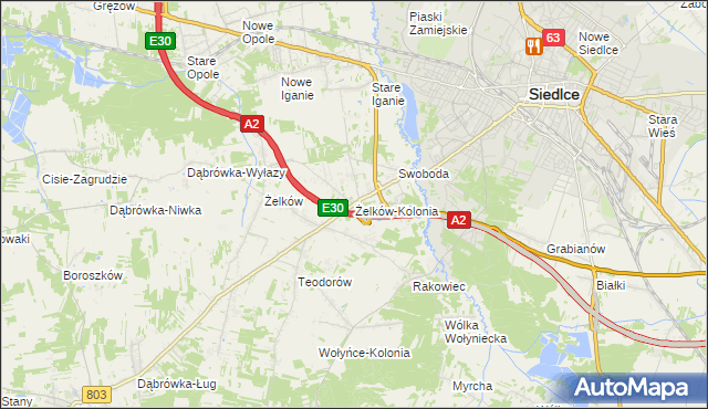 mapa Żelków-Kolonia, Żelków-Kolonia na mapie Targeo