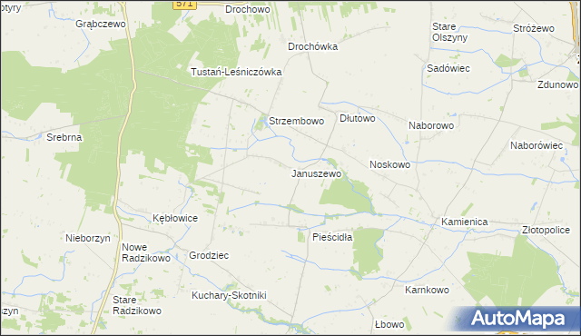 mapa Januszewo gmina Naruszewo, Januszewo gmina Naruszewo na mapie Targeo