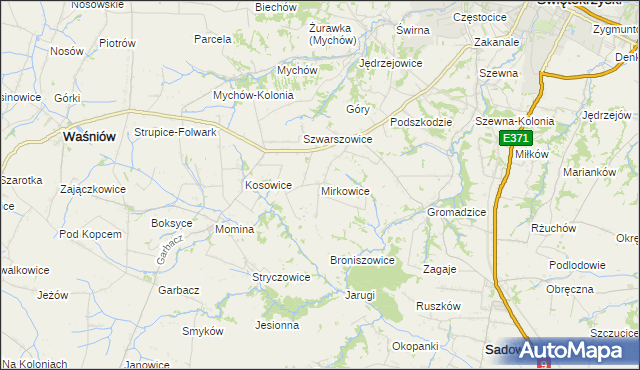 mapa Mirkowice gmina Bodzechów, Mirkowice gmina Bodzechów na mapie Targeo