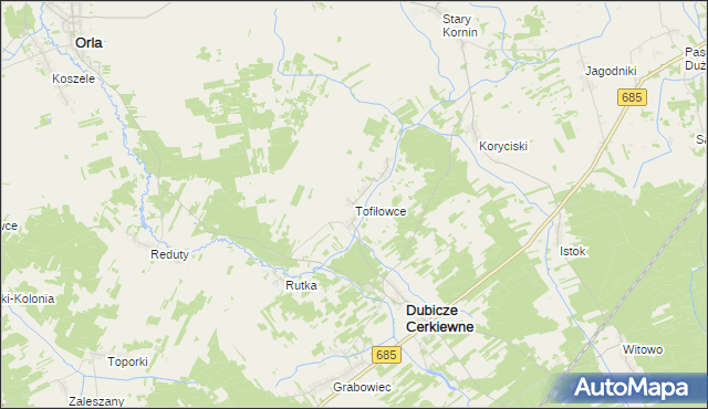 mapa Tofiłowce, Tofiłowce na mapie Targeo