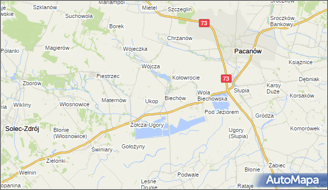 mapa Biechów gmina Pacanów, Biechów gmina Pacanów na mapie Targeo