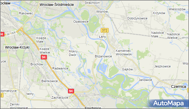 mapa Blizanowice, Blizanowice na mapie Targeo