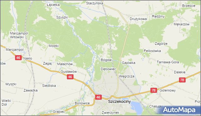 mapa Bógdał, Bógdał na mapie Targeo