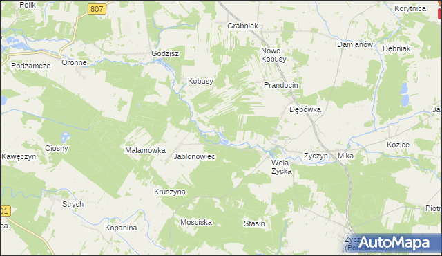mapa Dębówka gmina Trojanów, Dębówka gmina Trojanów na mapie Targeo