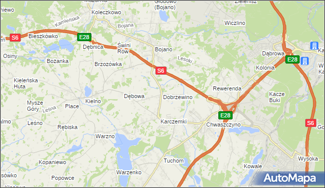 mapa Dobrzewino, Dobrzewino na mapie Targeo