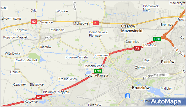 mapa Domaniew gmina Brwinów, Domaniew gmina Brwinów na mapie Targeo