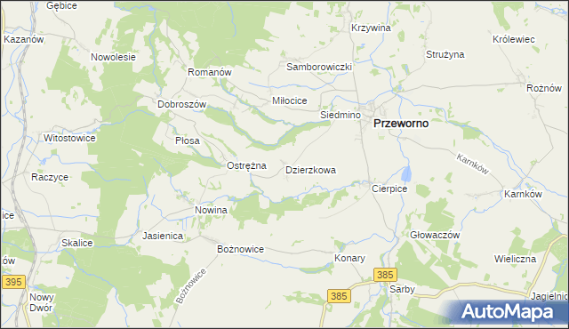 mapa Dzierzkowa, Dzierzkowa na mapie Targeo