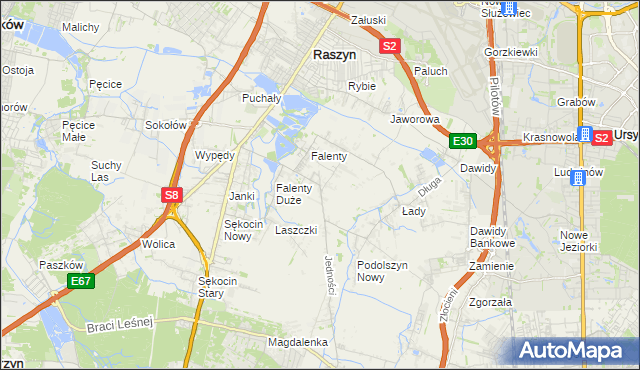mapa Falenty Nowe, Falenty Nowe na mapie Targeo