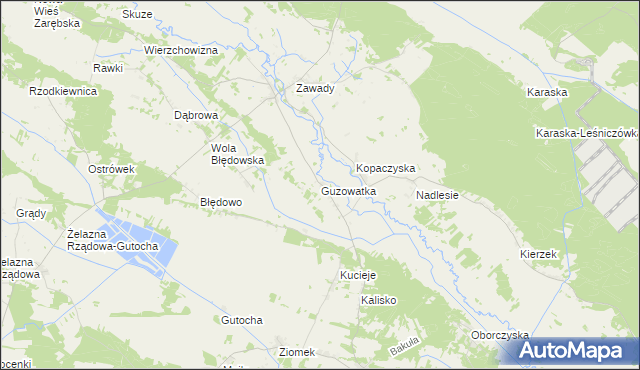 mapa Guzowatka gmina Baranowo, Guzowatka gmina Baranowo na mapie Targeo