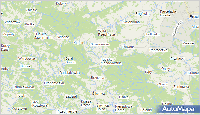 mapa Hucisko Nienadowskie, Hucisko Nienadowskie na mapie Targeo