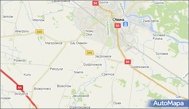mapa Jaczkowice, Jaczkowice na mapie Targeo