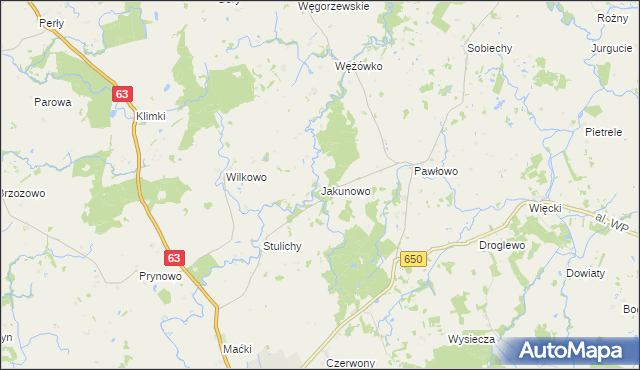 mapa Jakunowo, Jakunowo na mapie Targeo