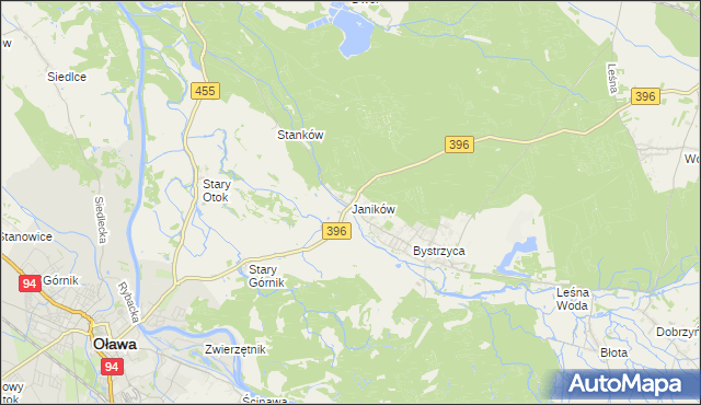 mapa Janików gmina Oława, Janików gmina Oława na mapie Targeo