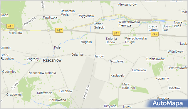 mapa Janów gmina Sienno, Janów gmina Sienno na mapie Targeo