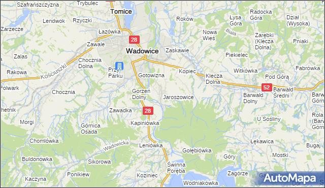 mapa Jaroszowice, Jaroszowice na mapie Targeo