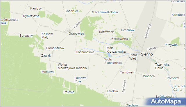 mapa Krzyżanówka, Krzyżanówka na mapie Targeo